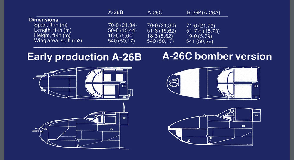 Douglas A-26 Invader Nose Drawing for building the Revell A-26 Invader
